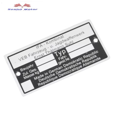 Simson Üres típustábla, adattábla DPR