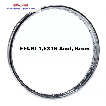 Simson-Babetta 16" Acélfelni kerékabroncs 1,5X16 krómozott